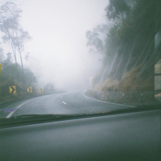 Driving through rainy stones