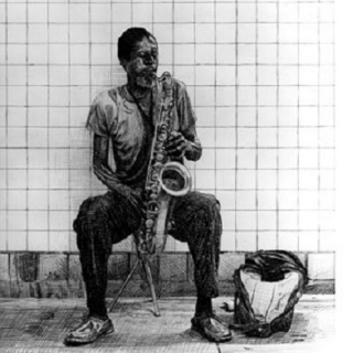 Solitary Subway Station Saxophone 