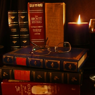 Books and candlelight