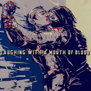 laughing with a mouth of blood