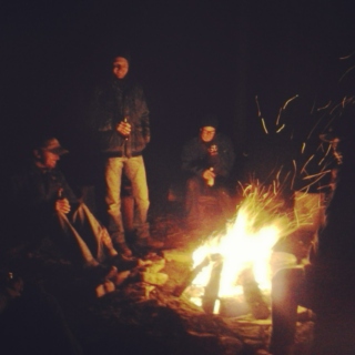beer around a fire