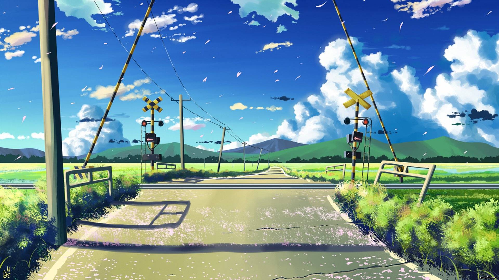 Летний пейзаж аниме
