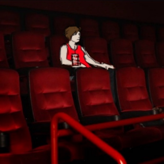 fuckin loser at movie all by himself