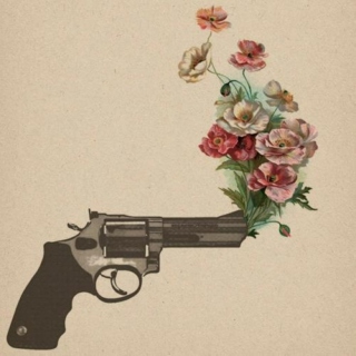 (#9) a flower in a gun, a bird in flight