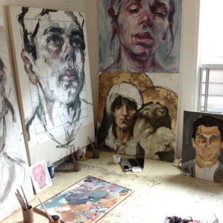 Painting in the studio