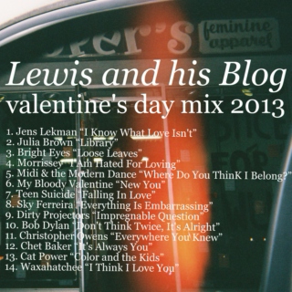 Lewis and his Blog Valentine's Day Mix 2013