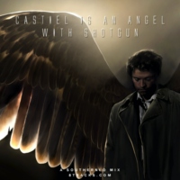 castiel is an angel with a shotgun