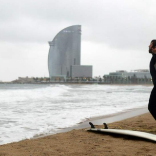 Surfin' in Barcelona Beach