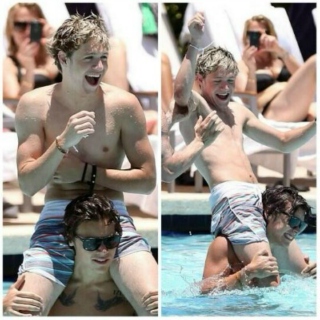 partying with niall and harry.