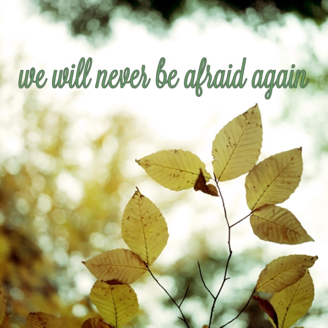 we will never be afraid again