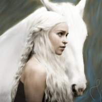 Girl with white horse.