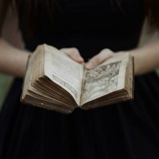 the girl and the book;