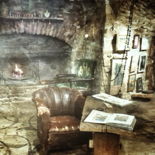 reading by the fireplace