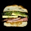 Roasted Pork Loin, Maple-Applesauce, Apples, Sprouts On a Toasted Roll