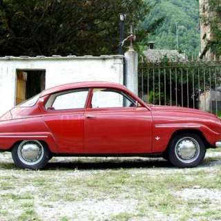 Let's go for a ride in an old red saab.