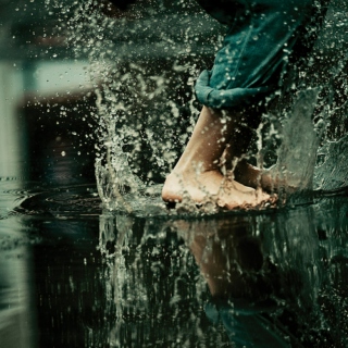 Jumping in puddles.