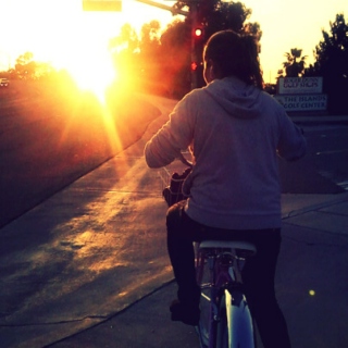 Riding a bike in a lazy afternoon