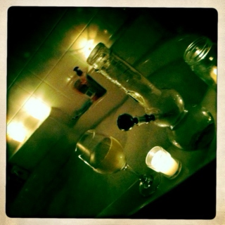 bubble bath && a glass of wine
