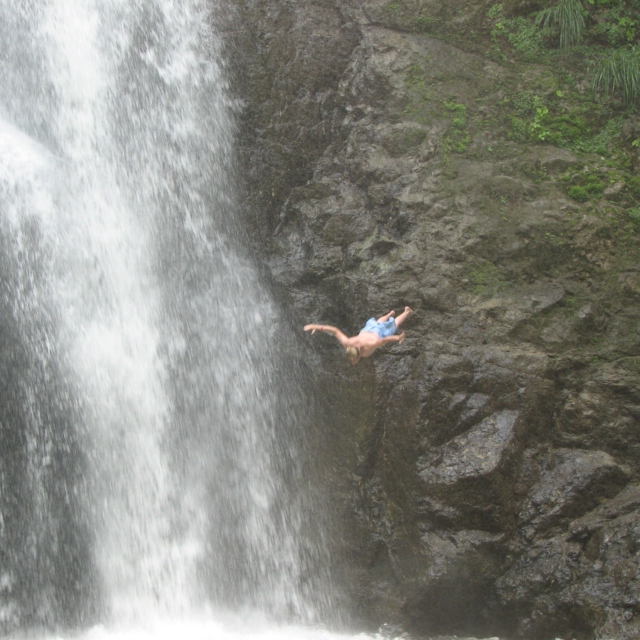 Diving into a waterfall