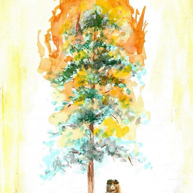 Palinka drawings of burning pine trees