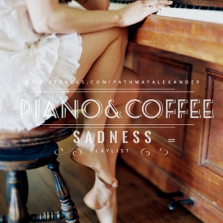 Piano and coffee sadness, emotional pieces of hearts 