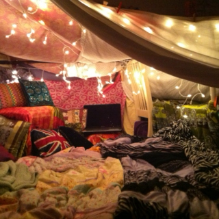 Let's cuddle in a blanket fort