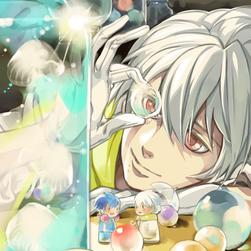 Free: Anime boy with white hair and green eyes