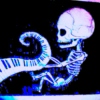 the skeleton plays honkytonk piano