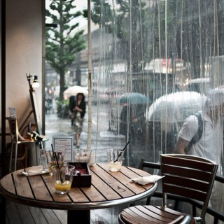 rainy coffee shop