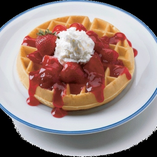 strawberry jam with vanilla icecream waffle