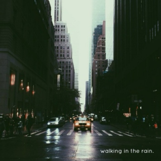 walking in the rain.
