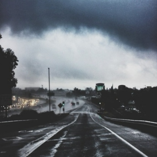 rain covered roads