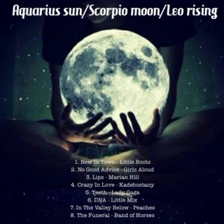 Aquarius sun/Scorpio moon/Leo rising