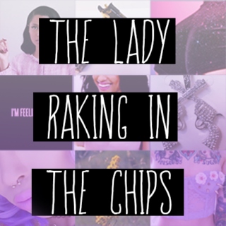 the lady raking in the chips