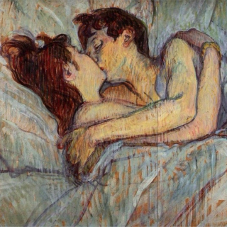 in bed: the kiss.