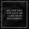 all the pain you gave me came from wondering.