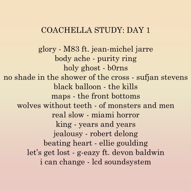 coachella 2016 study: day 1