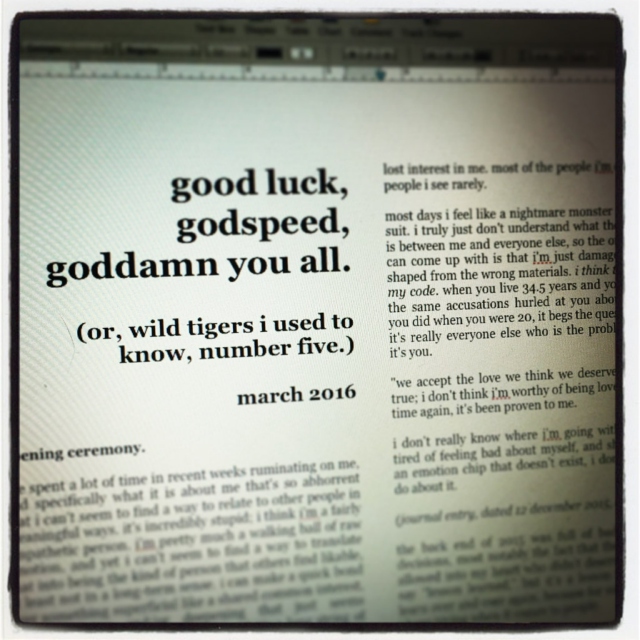 good luck, godspeed, goddamn you all. (wild tigers #5)