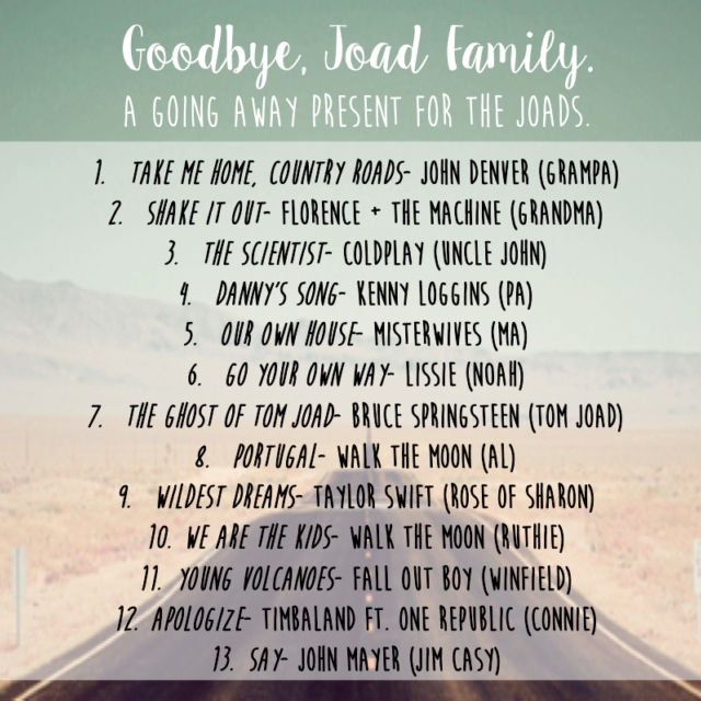 Goodbye Joad Family: A mixtape for the Joads.