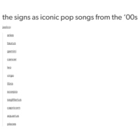 the signs as iconic pop songs from the '00s
