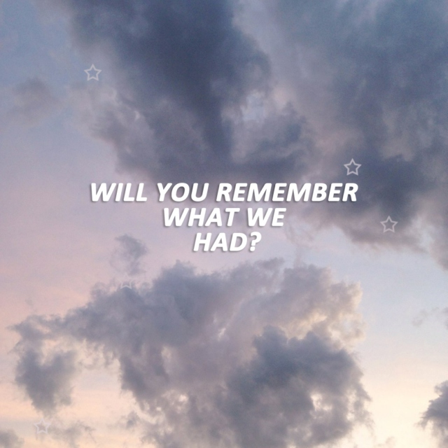will you remember what we had?