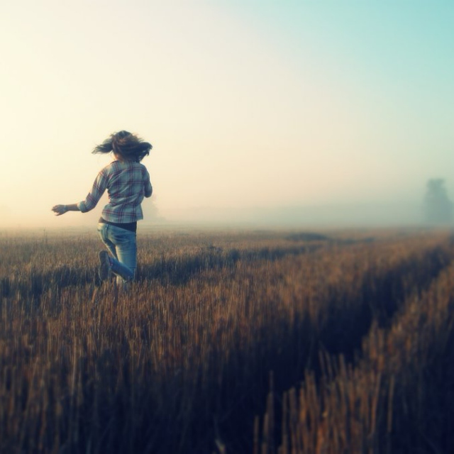 running through wheat fields