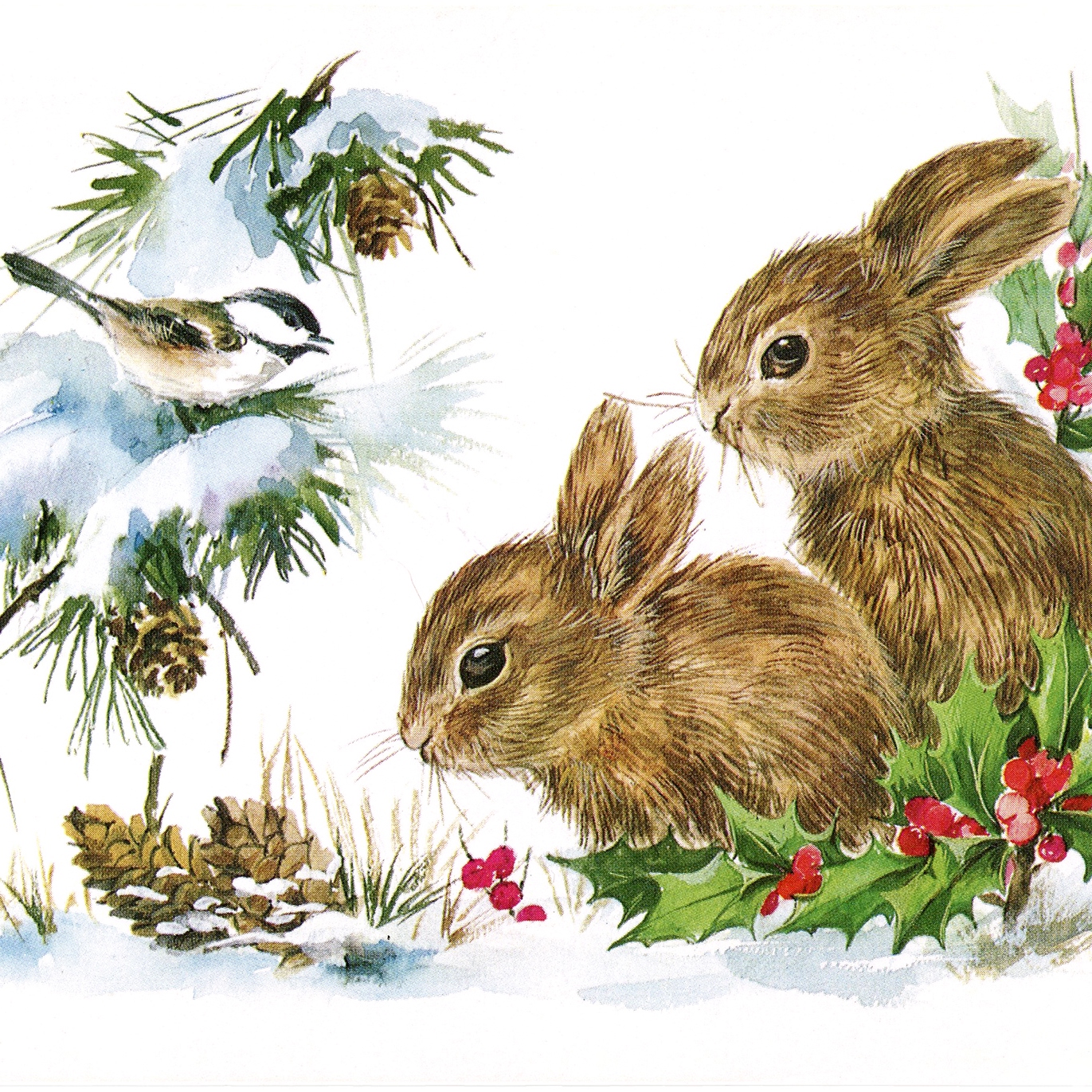 Зимний кролик рисунок