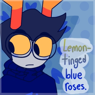 Lemon-tinged blue roses.